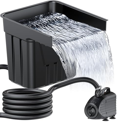 POPOSOAP Cascada para Estanque con Bomba 4500 L/h, Tubo Corrugado 3m, Material Filtrante y Desagüe para Jardín Exterior, Arroyos y Fuentes de Agua