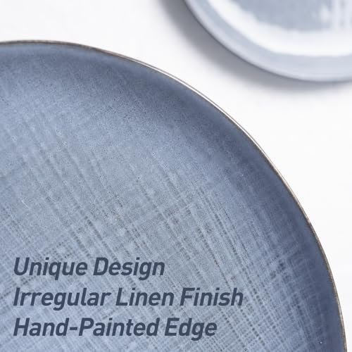 famiware Moonlight Dinner Plates Set of 6, 10.5 Inch Plates Set, Serving Dish Sets for Kitchen, Stoneware Dinnerware, Plate for Housewarming, Wedding, Microwave and Dishwasher Safe, Blue