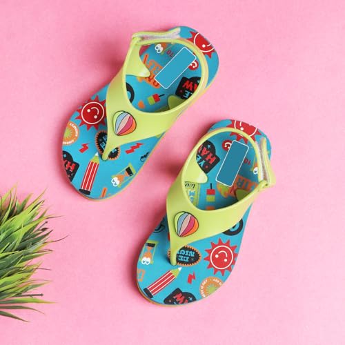 Image of Durable Kids' Flip-Flops with Anti-Slip Sole with joyful print| Comfortable Summer Sandals- perfect outing or daily use & beach days | easy to clean with damp clothes| open toe support
