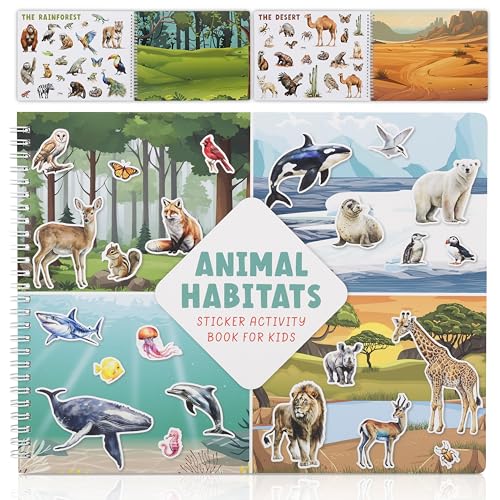 Libro divertente con adesivi per bambini da 2 a 4 anni, perfetto libro di attività per bambini con bellissimi adesivi e 12 temi riutilizzabili per intrattenere ragazze e ragazzi dai 4 agli 8 anni