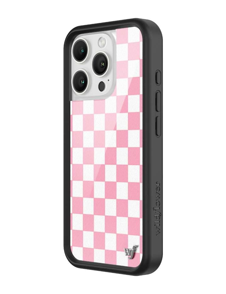 Image of Wildflower Cases - iPhone 16 Pro Compatible - Checkers Pink | Impact-Certified 6.5 ft Drop Protection Case, Raised Protective Bumper, Cute Aesthetic Design, Women-Owned Small Business