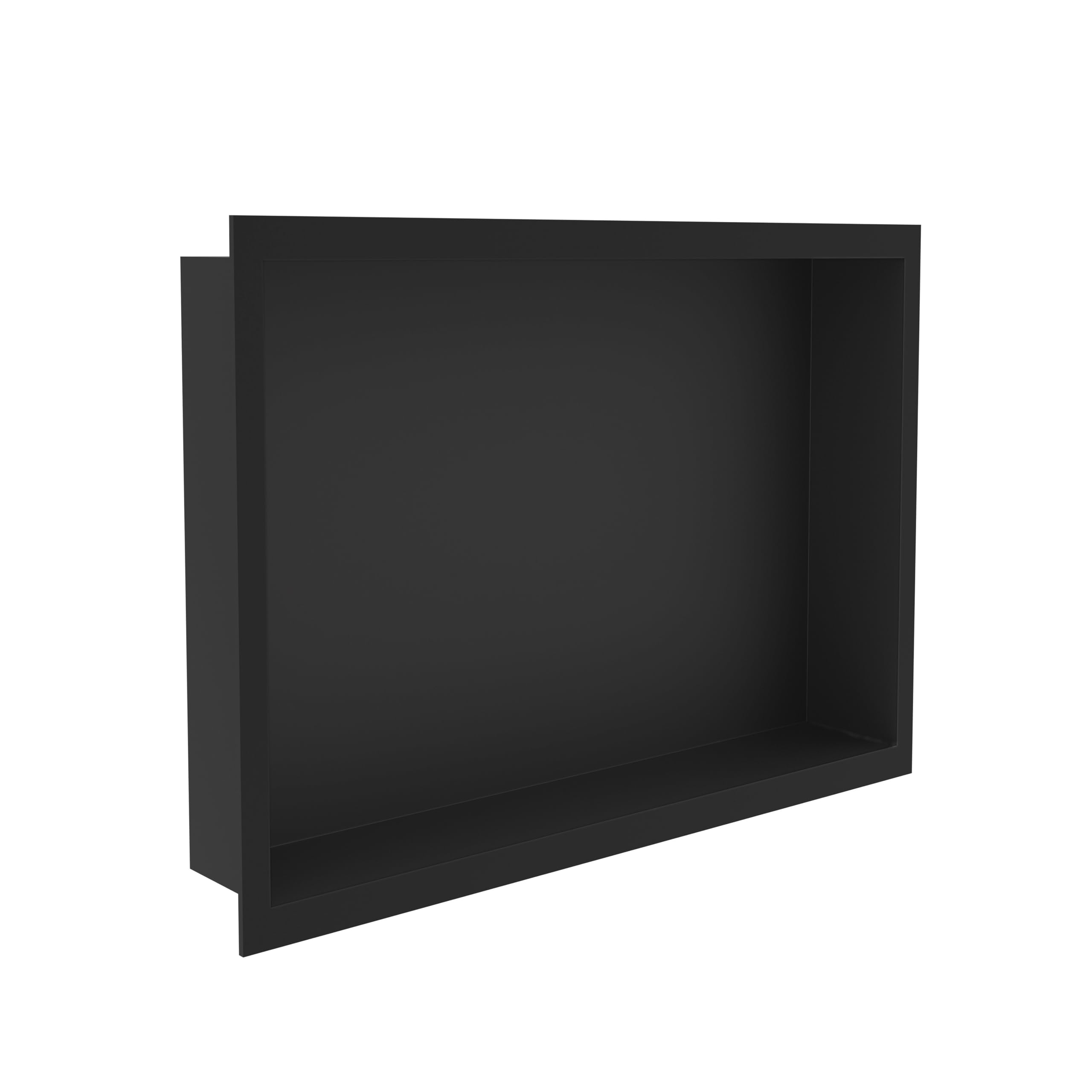 NWT Direct 450 x 300mm Matt Black Stainless Steel Shower Niche Rectangle Pre-Built Wetroom Shower Shelving 100% Waterproof Easy Installation Pre-Built