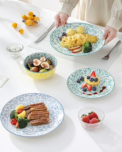 Image of vancasso SELENE Plates and Bowls Set for 6, 18 Pieces Dinnerware Sets, Mircowave and Dishwasher Safe Dishes Set, Porcelain Pastel Dinnerware