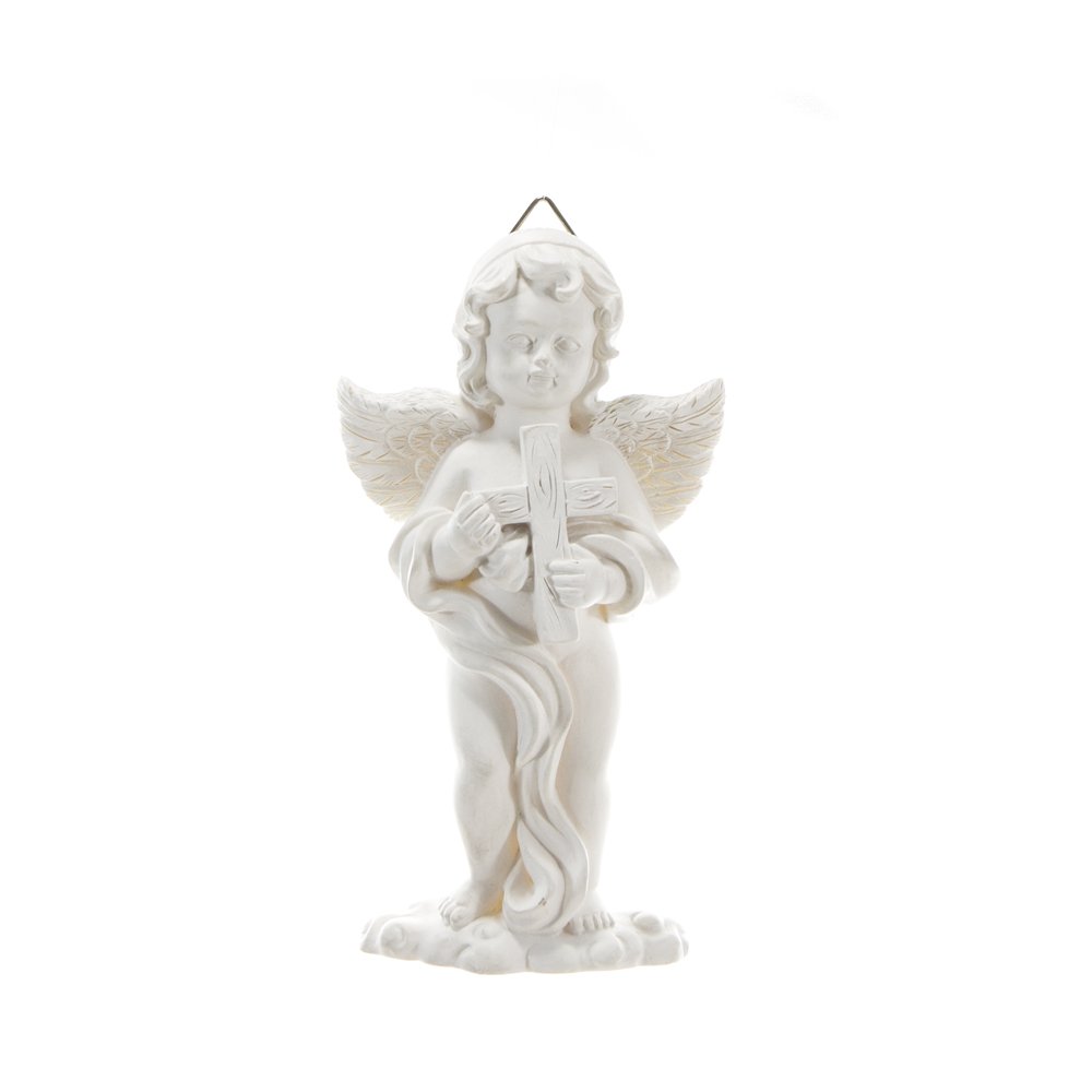 Mega Crafts Religious Wall Décor Angel Figurines Plaque | Poly Resin Construction | Hang Or Wall Mount Via The Hanging Loop | for Praying, Home Décor,
