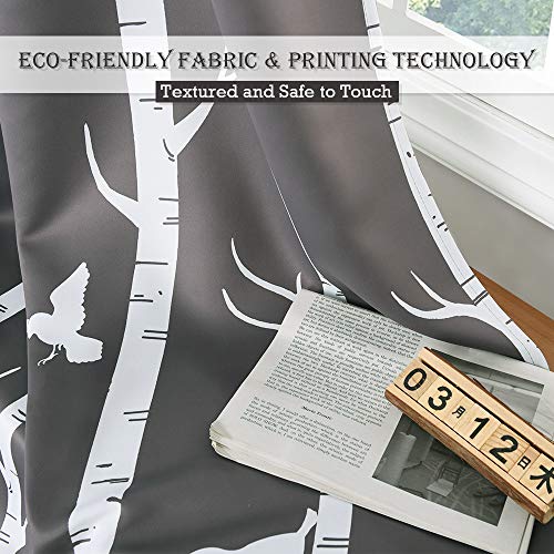 Kgorge Kitchen Curtains Valances Set - Farmhouse Curtain Tiers Birds Botanical Forest Blackout Curtains Half Window Drapes For Living Room Kitchen Dining, 2 Pcs, 52 X 36 Inches Per Panel, Toffee-Grey #TOP3