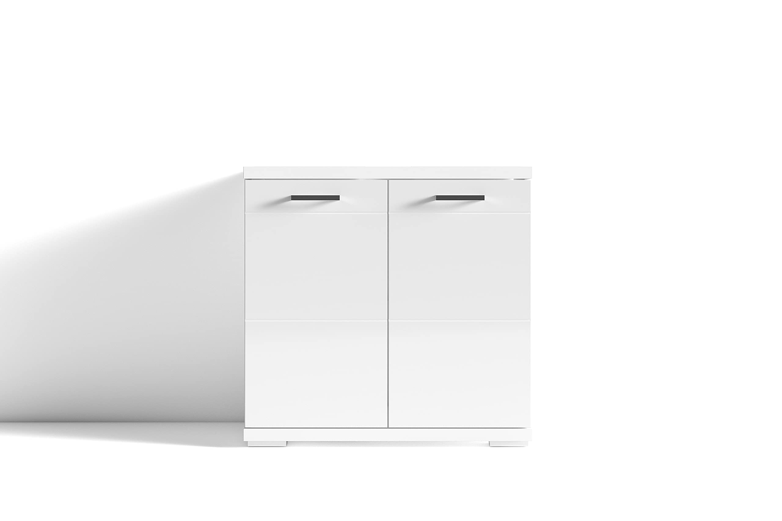 byLIVING Nebraska Meuble de lavabo, Bois d'ingénierie, Blanc Mat-Blanc Brillant, B 60, H 59, T 31,5 cm