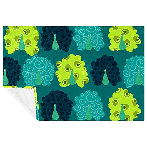 Couverture chaude et moelleuse imprimé paon isolante pour lits - 2
