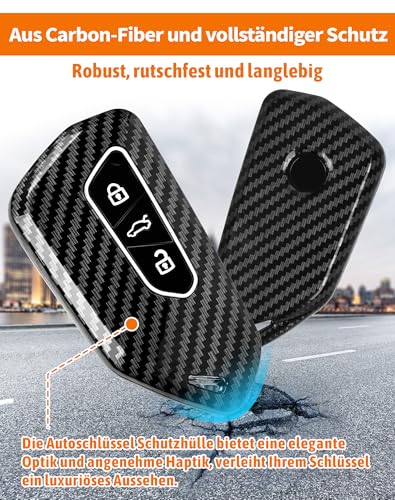 Autoschlüssel Hülle kompatibel mit VW Golf 8, Auto Schlüsselhülle 3-Tasten Auto Schlüssel Cover für VW ID3 ID4 E-Golf ab 12/2019 GTI GTE Clubsport, Schlüssel Hülle für Seat Leon MK 4 +Schlüsselanhänge