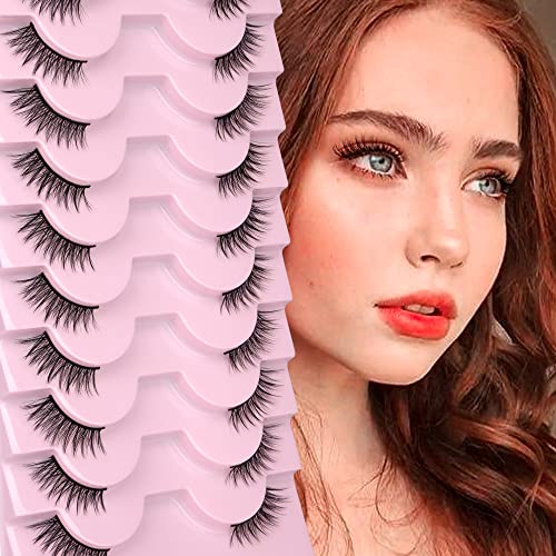 Half Lashes Natural Look Cat Eye Wispy False Eyelashes Soft Fluffy Accent Corner Lashes 10 Pairs Faux Mink Lashes Short FANXITON 3D Half Eyelashes