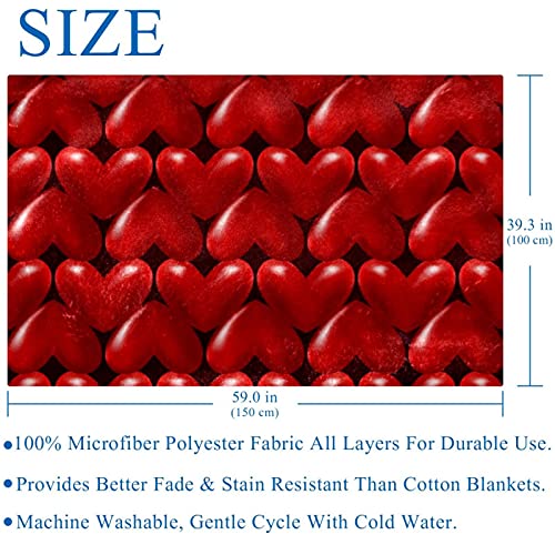 Couverture douce motifs cœurs rouges 3D pour lit et canapé 150x100cm - 6