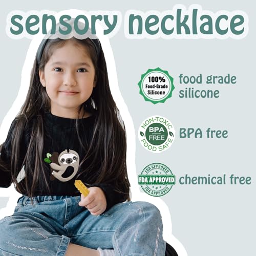 Image of Chew Necklaces for Sensory Kids 6 PCS, Chewy Necklaces Sensory Toys for Boys Girls Children with Autism, ADHD, Anxiety, Oral Motor Stimulation, Silicone Teething Necklace BPA Free