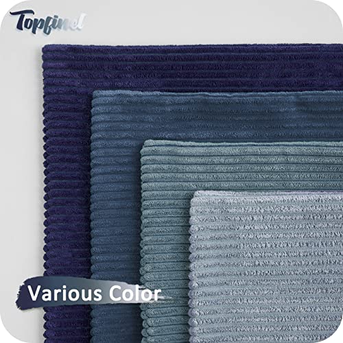 Image of Topfinel Navy Blue Euro Shams Decorative Throw Pillow Covers 26x26 Inch Set of 4,Soft Corduroy Striped Gradient Color Large Cushion Cover for Beach,Patio,Balcony,Living Room,Summer Home Decor