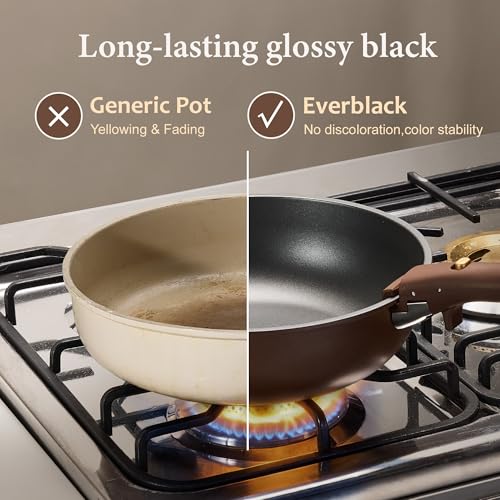 Image of CAROTE 21pcs Pots and Pans Set, Nonstick Cookware Set Detachable Handle, Induction Kitchen Cookware Sets Non Stick with Removable Handle, RV Cookware Set, Oven Safe, Brown