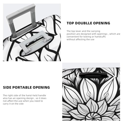 Mandala Floral Line Art Travel Luggage Covers - Elasticity Suitcase Covers Protector for Luggage 18-32 Inch4