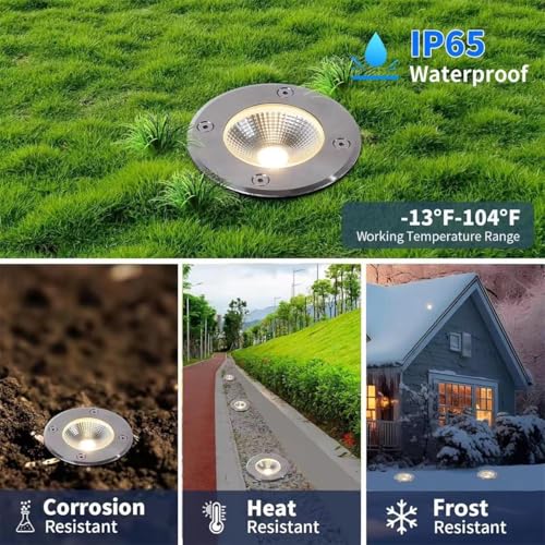 Image of AHUJA INTERNATIONAL Ground Burial Outdoor Path Light Stainless Steal Plate Aluminum Body 220V Direct IP65 Underground Light Buried Recessed Floor Outdoor Lamp (Warm White) 2 Year Warranty (3 Watt)