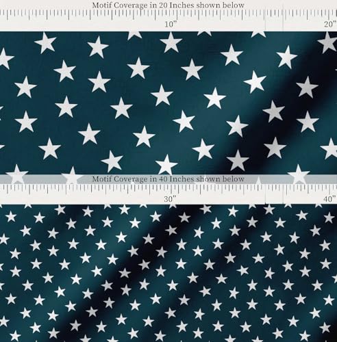 Image of Soimoi Blue Cotton Poplin Fabric Stars Star Fabric Prints by Meter 42 Inch Wide