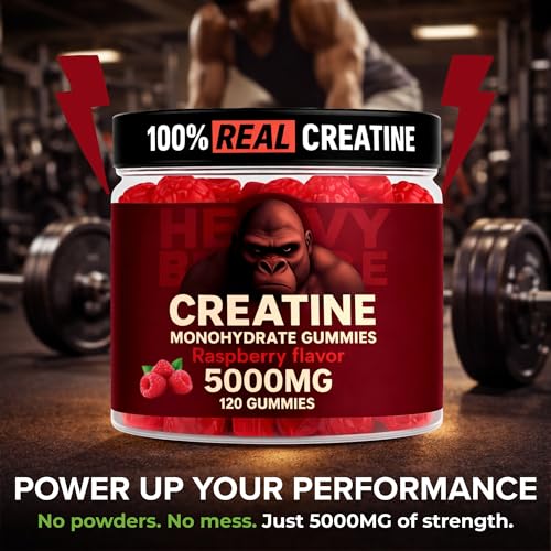 Image of Creatine Monohydrate Gummies 5g Sugar Free Creatine with Vitamin B12 and L-Taurine | Muscle Growth for Men and Women | Low Calorie Formula 120 Gummies for 30 Servings, Raspberry