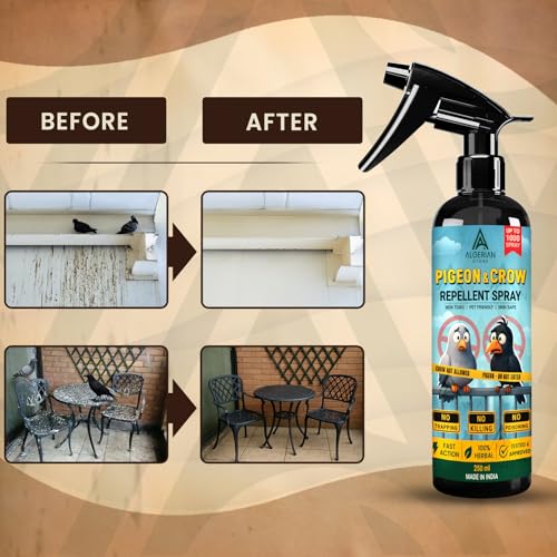 Image of Herbal Pigeon & Crow Repellent Spray | Better Than Anti Pigeon Spikes | Pigeon repellent spray,Herbal bird repellent | No killing | Fast Action Bird Control for Balcony, Window, Terrace & Garden(200 ml)