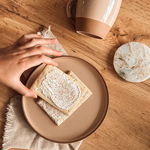 MORA Ceramic Flat Plates Set of 6-8 in - The Dessert, Salad, Appetizer, Small Lunch, etc Plate. Microwave, Oven, and Dishwasher Safe, Scratch Resistant. Kitchen Porcelain Dish - Chai - Thumbnail 6