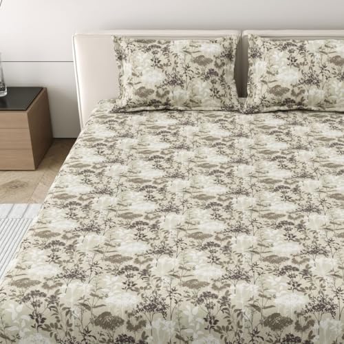 Image of Mafatlal 186 Tc Corsica Pure Cotton King Size Bedsheet | 108 X 108 Inches | Refreshing Summer Chadar for Breathable Sleeping Comfort | Bedding Set with 2 Pillow Covers | Soft Lavender
