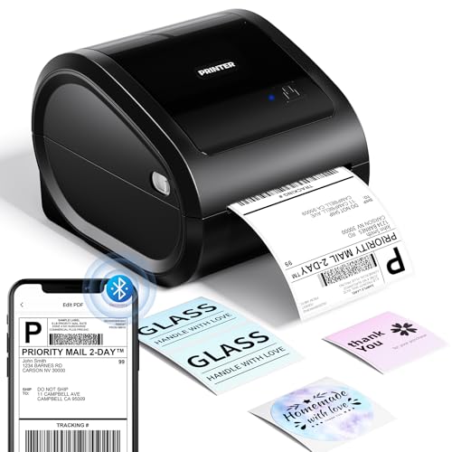 Phomemo D520BT Stampante Termica Bluetooth 4x6 per Etichette di Spedizione, Senza Inchiostro - Compatibile con Smartphone, PC/Mac, Android/iOS, Windows, Colissimo, UPS, Amazon, eBay, Nero