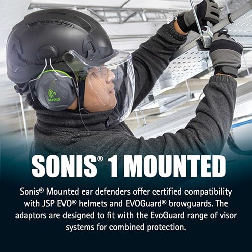 JSP Sonis1 Helmet mounted Ear Defenders Grey/Green (AEB010-0CY-800) - Image 4