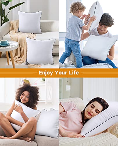 Throw Pillow Inserts, 20"X20" Square Interior Sofa Throw Pillow Inserts With 100% Cotton Cover, Soft Pillow Luxury Microfiber Fill For Bed And Couch (2-Pack, White) #TOP4