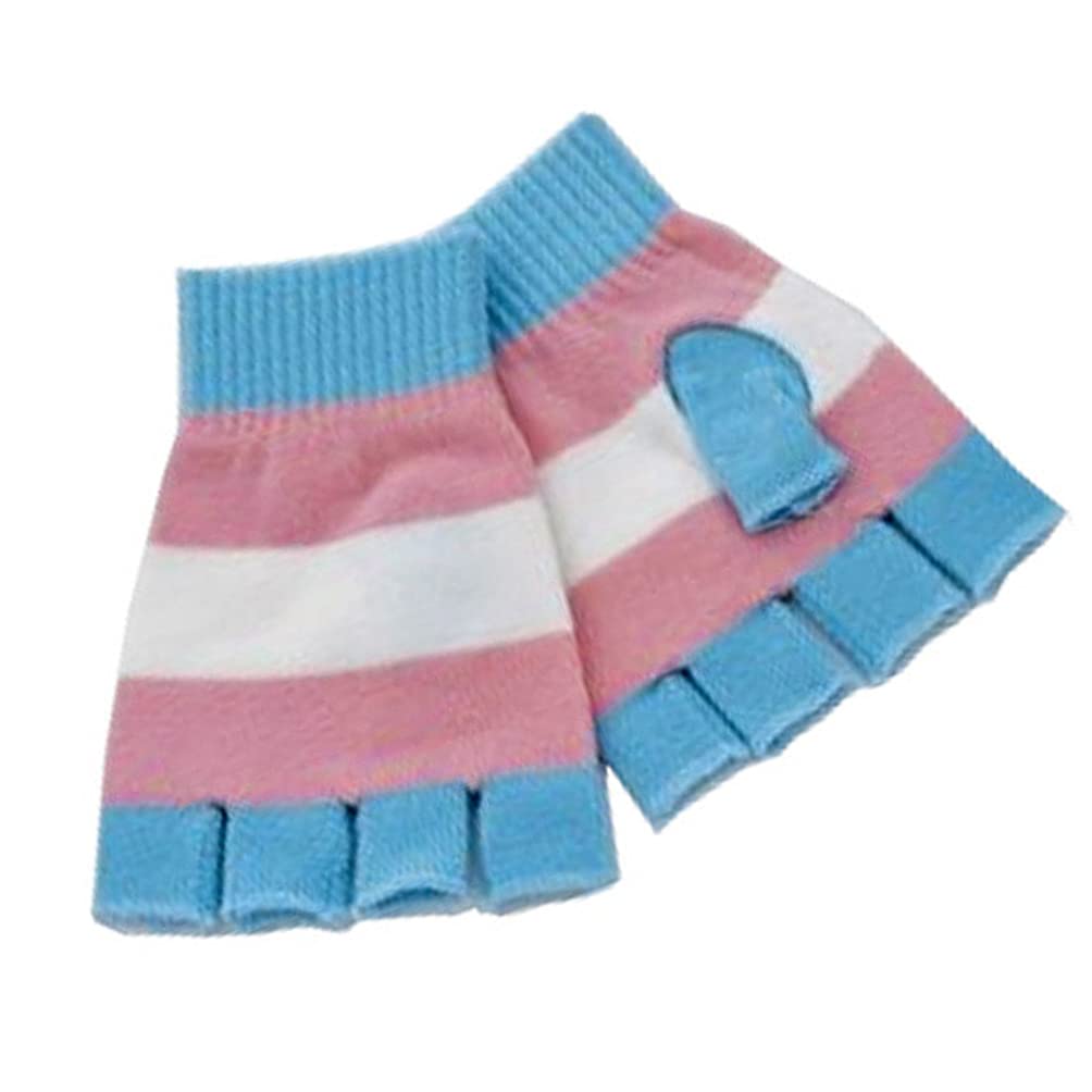 Transgender Pride Flag - Fingerless Gloves - LGBTQ - Trans Pride Clothing & Apparel (One Size Fits Most)