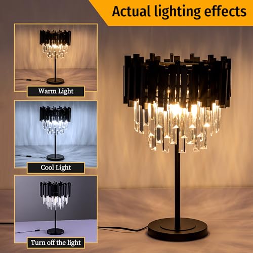 Lámpara de Mesa Negra de Cristal Wellmet 3 Luces miniatura 2
