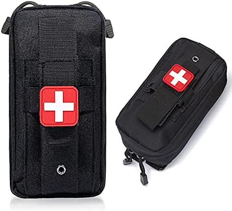 Upgrade 1000D Tourniquet Holder, VVIITOP Small Trauma Kit, Portable Tactical First Aid Pouch with Molle System IFAK Medical Pouch, Emergency EMT Med Kit for Camping and Hiking (Black)