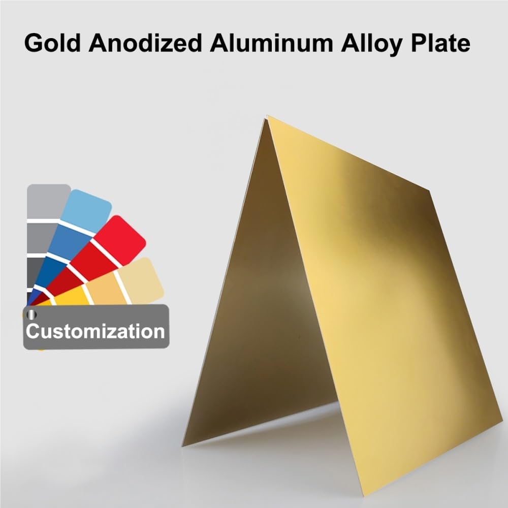 2 placas de aluminio anodizado dorado 5052, 0,5-2 mm de espesor, hojas de metal cuadradas(300x300x0.8mm)