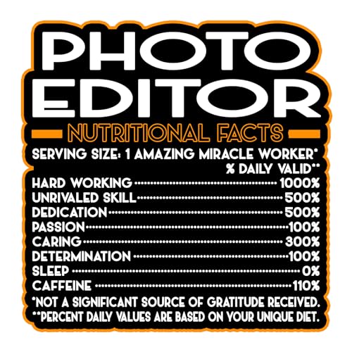 Photo Editor Vinyl Decal Sticker – Nutritional Facts Quote for Laptops, Water Bottles, Cars, Bumpers, Toolboxes – Gift for Coworker, Office, Birthday, Christmas – Waterproof Vinyl, Easy Peel