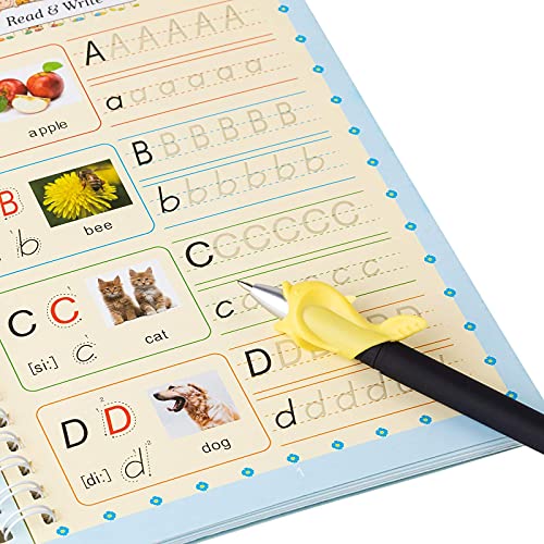 Asign Magic Ink Copybooks For Kids Reusable Handwriting Workbooks For Preschools Grooves Template Design And Handwriting Aid (4Books+Pens) #TOP4