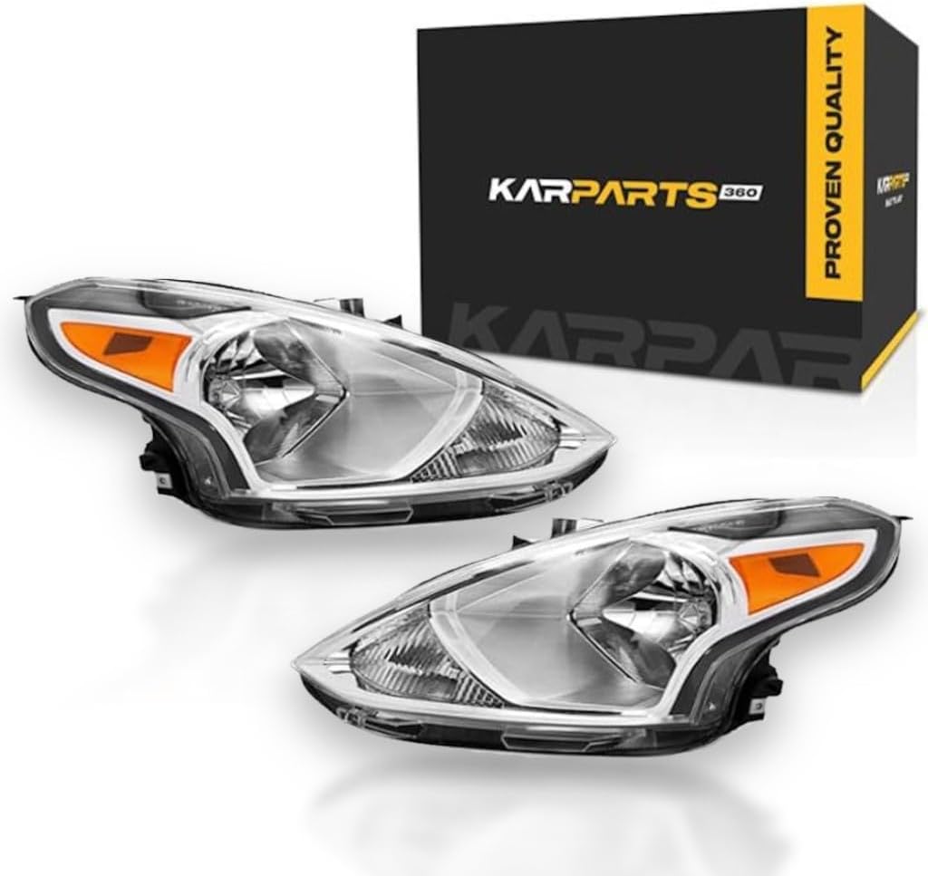 KarParts360 For Nissan Versa 2023 2024 Headlights Driver and Passenger Side | Pair | Street Legal | Low/High Beam | Reflector Type | With Bulbs | For NI2502300, NI2503300 | 260605EE3A, 260105EE3A