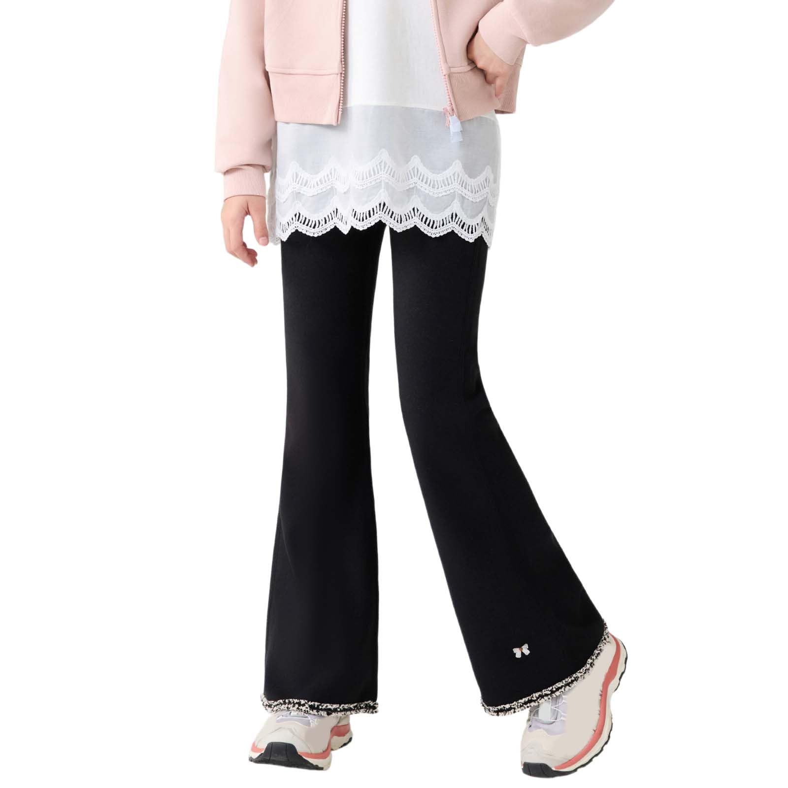 Jogging Enfant Fille - Pantalon Évasé d'hiver pour Filles Doublé Polaire Coupe-Vent Léger et Confortable pour Enfants et Grandes Jeunes Filles