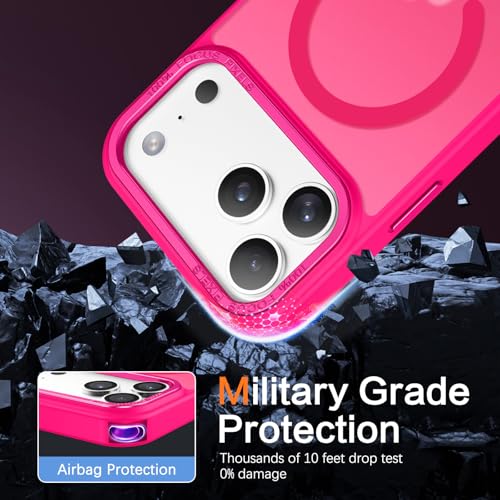 Image of BENTOBEN Magnetic for iPhone Pro Case [Compatible with Magsafe] Translucent Matte Pro Phone Case Slim Shockproof Women Men Girls Boys Protective Cover Cases for iPhone Pro 6.1 inch, Hot Pink