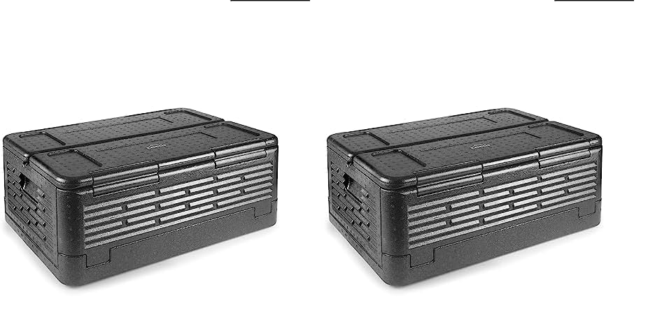 Lacor - 66066 - Caja Isotérmica Temple, Fabricada en EPP, GN 1/1, Mantiene los Alimentos Frios o Calientes, Ligera, Resistente y Aislante, Impermeable, Totalmente plegable, 38,5L, Negro (Paquete de 2)