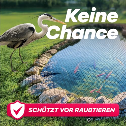 GEROBUG Teichnetz feinmaschig 6x4m - witterungs- & UV beständiges Teichnetz gegen Reiher - Vogelschutznetz, Laubnetz Teich, Hühner Netz feinmaschig, Vogelnetz, Laubschutznetz