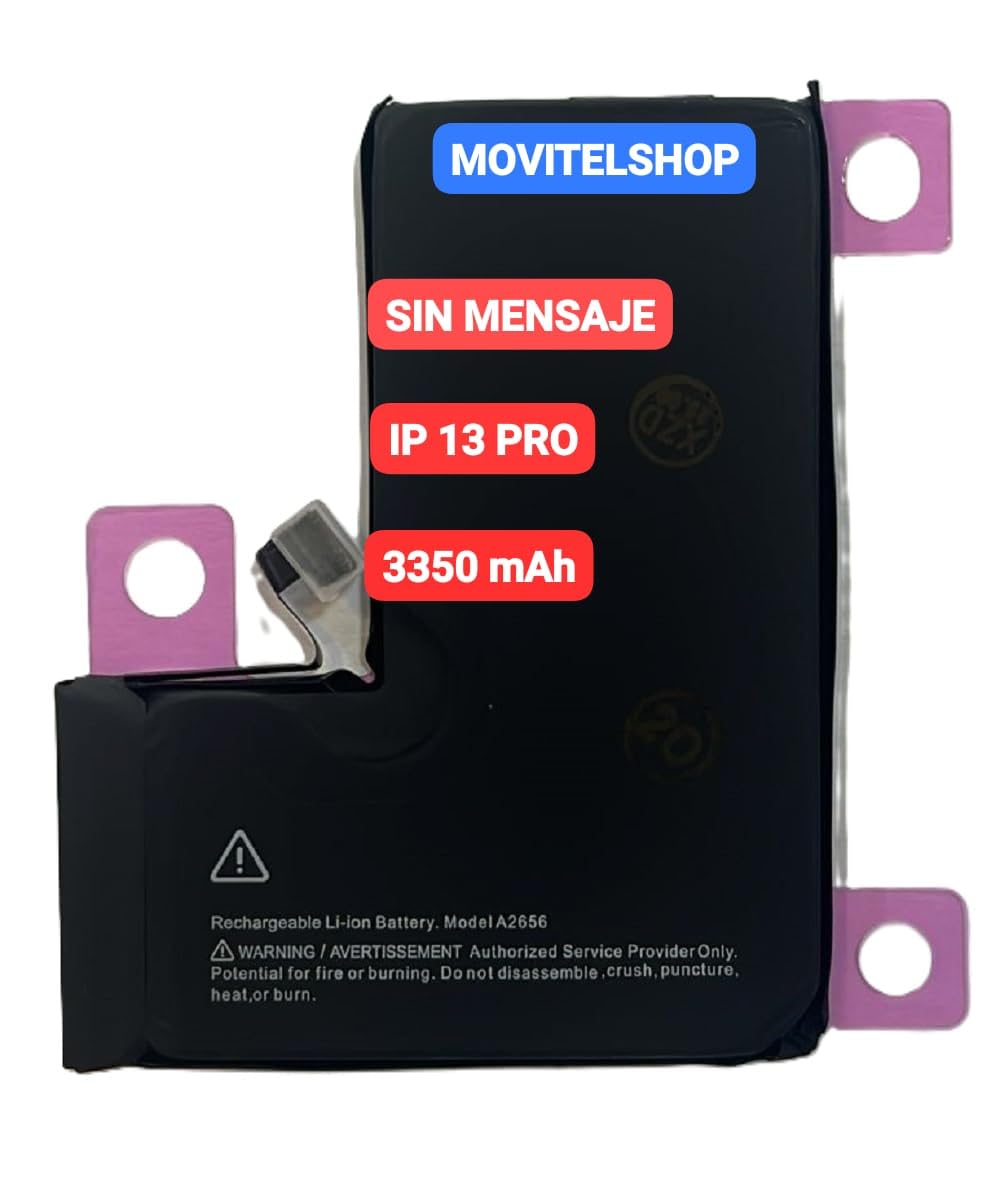 Batería Compatible para iPhone 13 Pro | Gran Capacidad 3350mAh | Sin Mensaje | Calidad Original | Adhesivo Incluido.