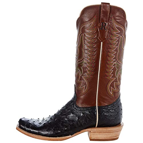 Men's Black Full Quill Ostrich 13" Cognac Sinatra Top Boot3