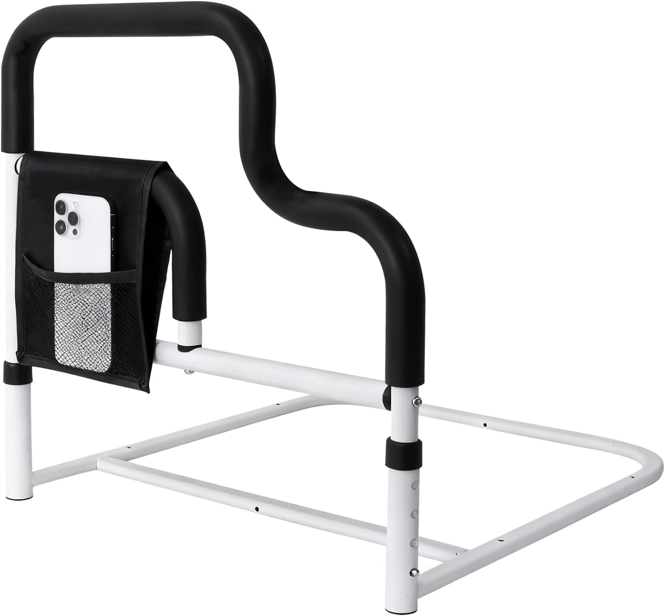 Bed Rails for Elderly Adults Safety, ASTM Tested Bed Assist Rail with Wide Support Base & Large Backrest, Upgraded 7-Shaped Dual Grip Bedside Rail for Seniors & Mobility Support, Supports 400 LBS