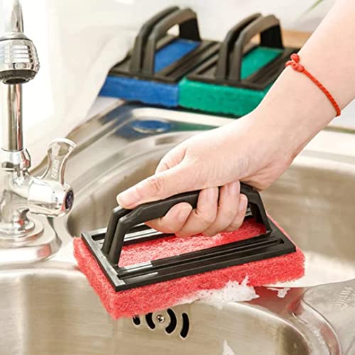 Image of RECLUSE Multi-Function Brush with Abrasive Scrubber with Handle for Cleaning Pool Walls - Heavy Duty Household Cleaning Brushes Tool, Kitchen Brush Tub Bathroom Scrubber Sponge with Handle (Pack Of 1)