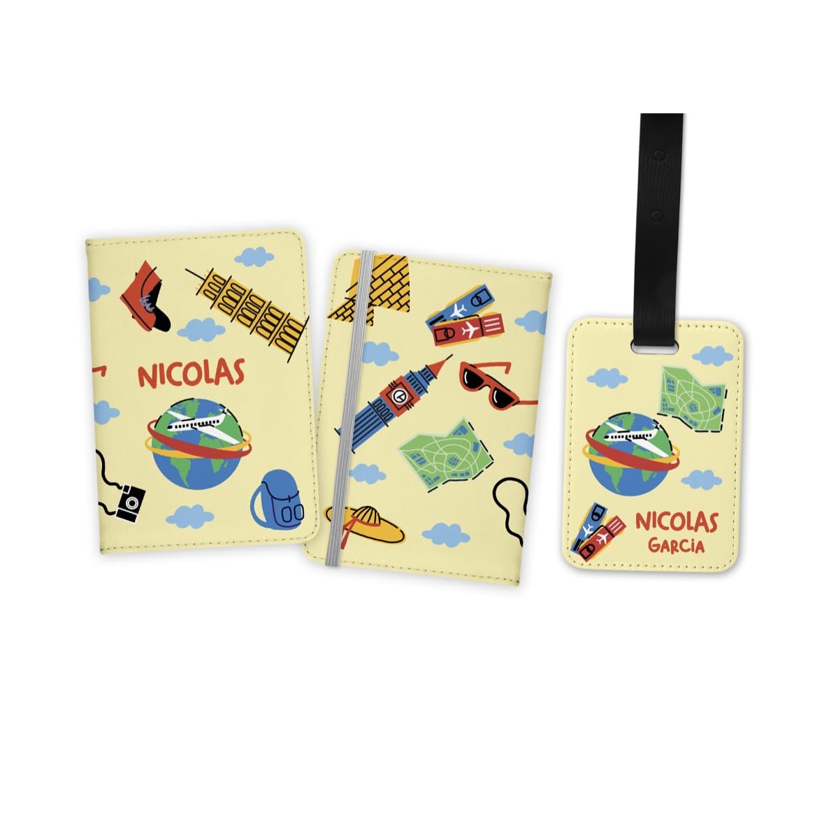 Personalized Passport holder, Personalized Passport Cover for kids, Customized Passport Cover and Luggage tag, Personalized Gift for boys, travel Gift