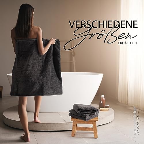 Foto von Hausfelder Saunahandtuch 200x80cm 2er Set - Premium Frottier Saunatuch und Handtuch groß 100% Baumwolle 500g/m², Anthrazit-Grau, Oeko-TEX Zertifiziert (2 Saunatücher 80x200cm, Anthrazit)
