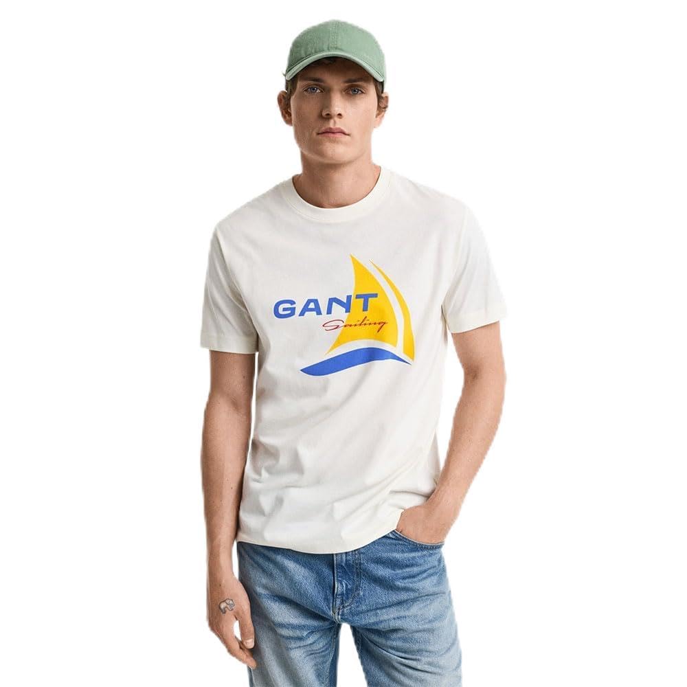 GANT Men's Graphic SS T-Shirt, Cream, XL