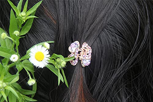 Pinza de mandíbula metálica con cristales y rhinestones Yeshan diseño pequeño de mariposa, pack de 6 miniatura 2