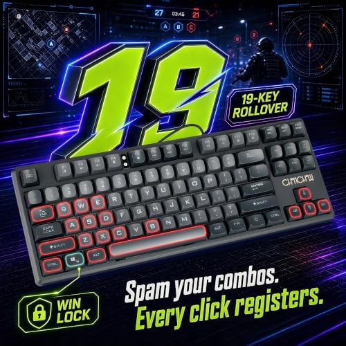 Image of CHONCHOW TKL Gaming Keyboard Wired, Anti Ghosting 87 Keys FPS for PC PS5