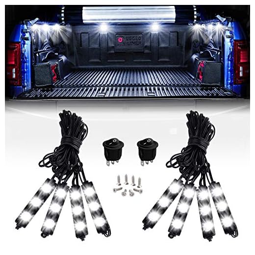 Nilight - TR-08 8PCS 24LED Rock Light for Cargo Truck Pickup Bed Off Road Under Car Side Marker LED Rock Lighting Kit w/Switch White, 2 Years Warranty