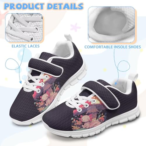 Yzaoxia Kids Sneakers for Girls Running Shoes Mesh Lace Up Footwear with Strap Trainers for Gym School Size 11-Size 2.54