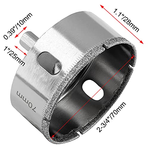 Image of Luomorgo 70mm /2 3 /4 inch Diamond Hole Saw | 1.1 inch Cutting Depth, For Glass Ceramic Marble, For Porcelain Tile Granite, For Quartz Gemstone